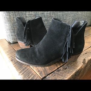 Cole Haan Abbot Fringe Bootie in Black Suede